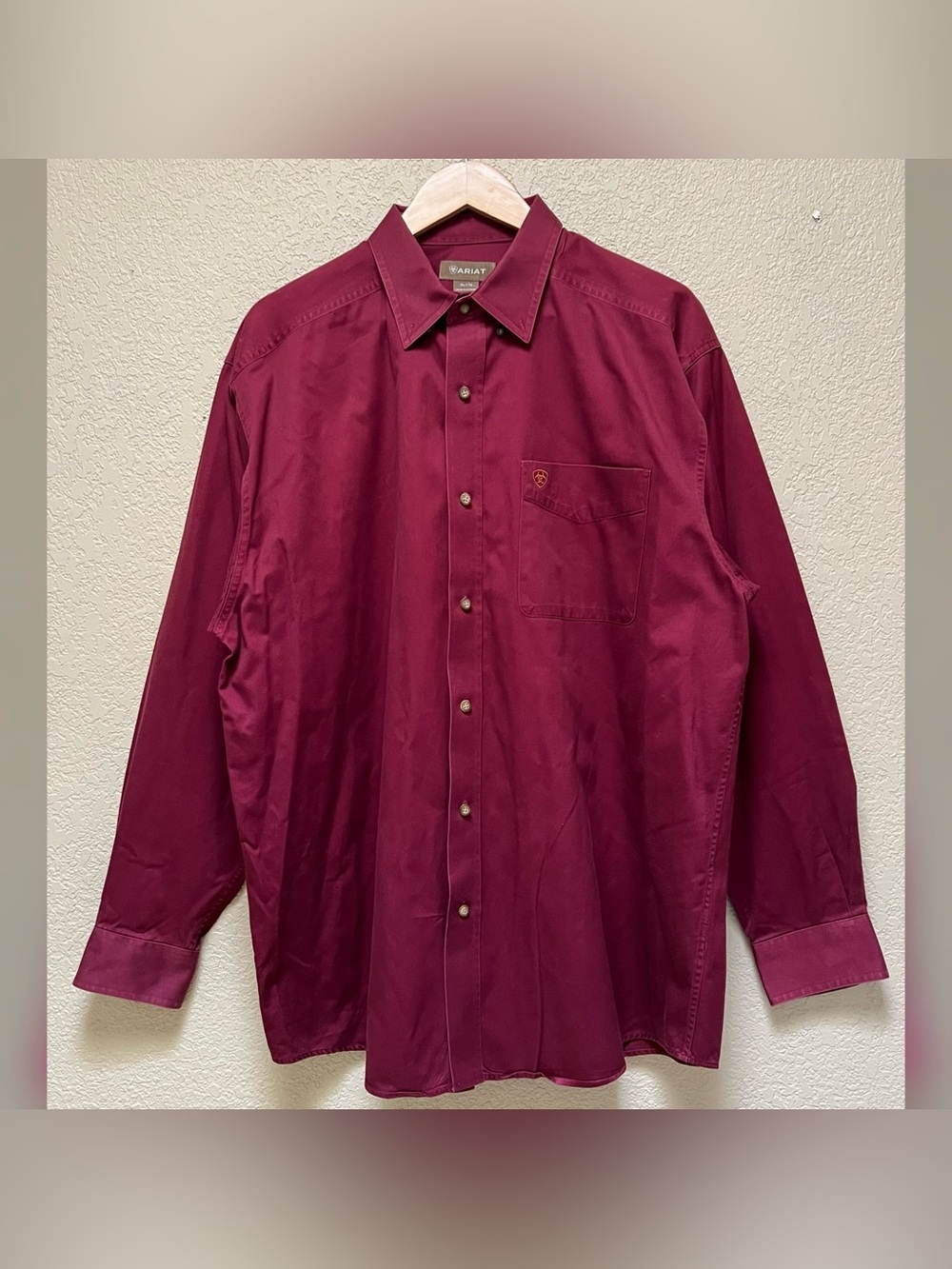 Ariat Burgundy Buttoned Long Sleeve Shirt Men’s Size-XL